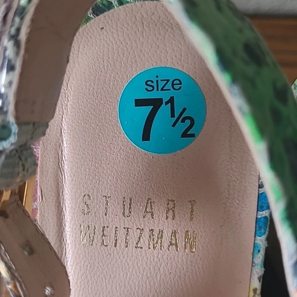 Stewart Weitzman Rainbow colored wedge sandals. Size 7.5
